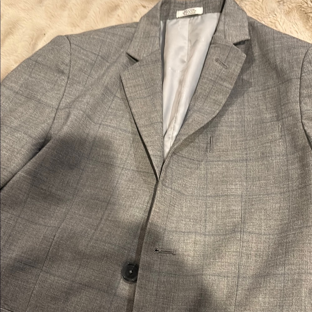 Calvin Klein Gray Blazer with Textured Weave